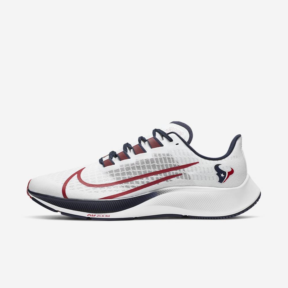 Chaussure De Running Nike Air Zoom Pegasus 37 (Houston Texans) Blanche 4589-732 White/Pure Platinum/Marine/Gym Red Homme | VJL-79745609